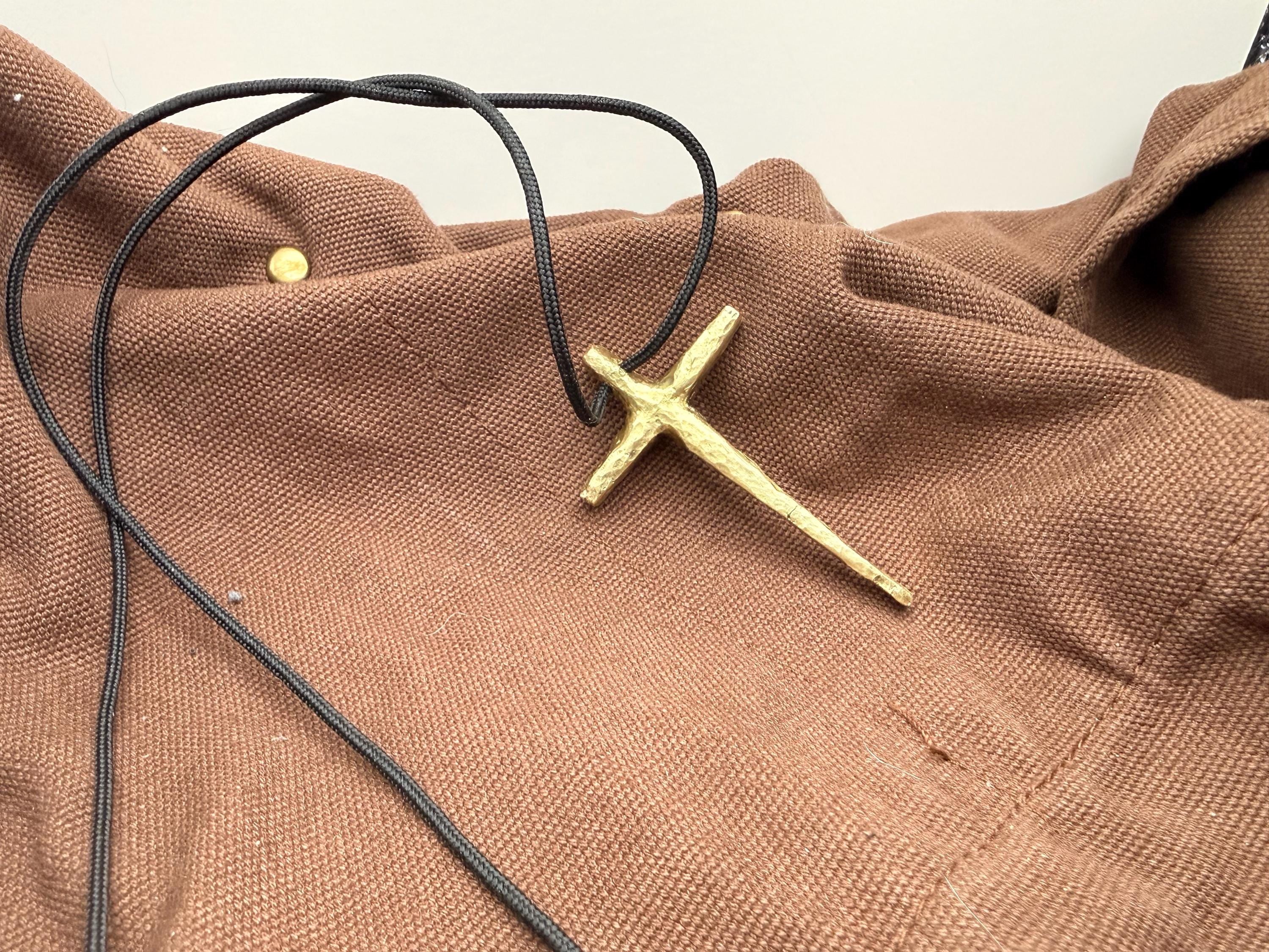 Hand-Forged Brass Cross Necklace | Rustic Christian Pendant