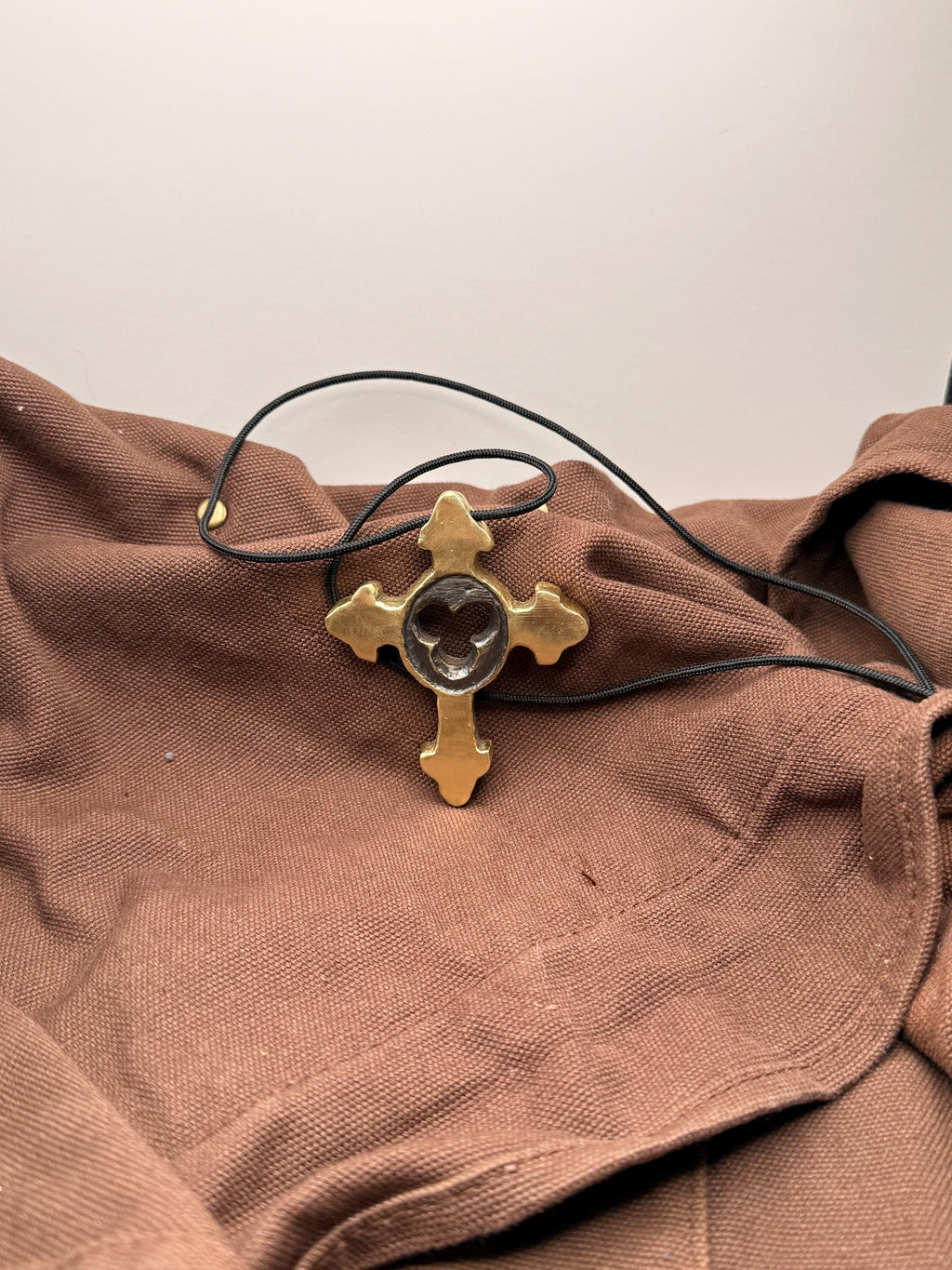 Hand-Cast Brass Cross Necklace | Neo Gothic Christian Pendant