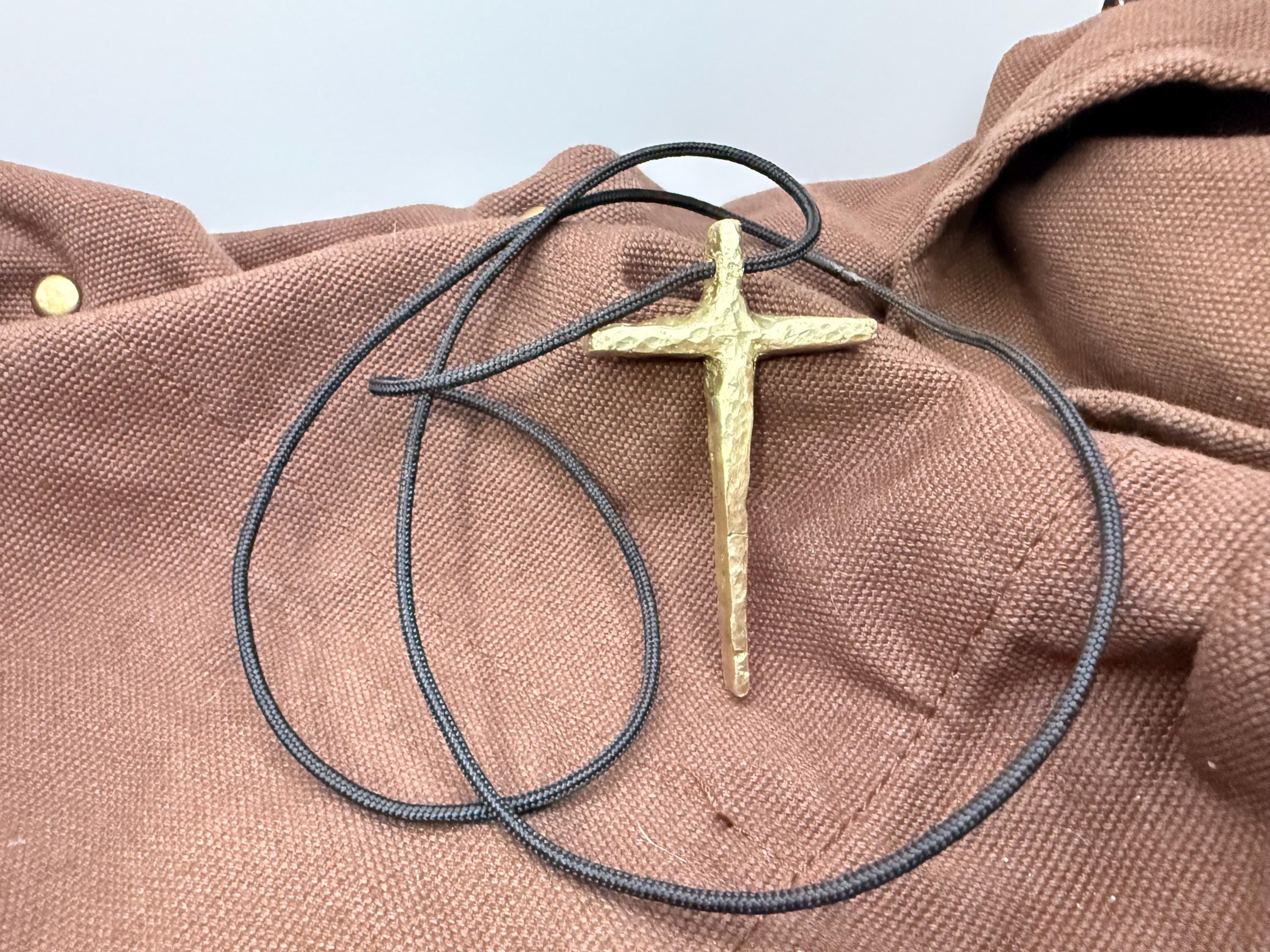 Hand-Forged Brass Cross Necklace | Rustic Christian Pendant