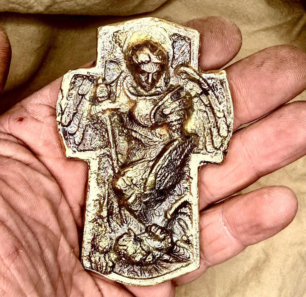 Hand-Cast Solid Brass St. Michael Plaque – Christian Home Altar Icon