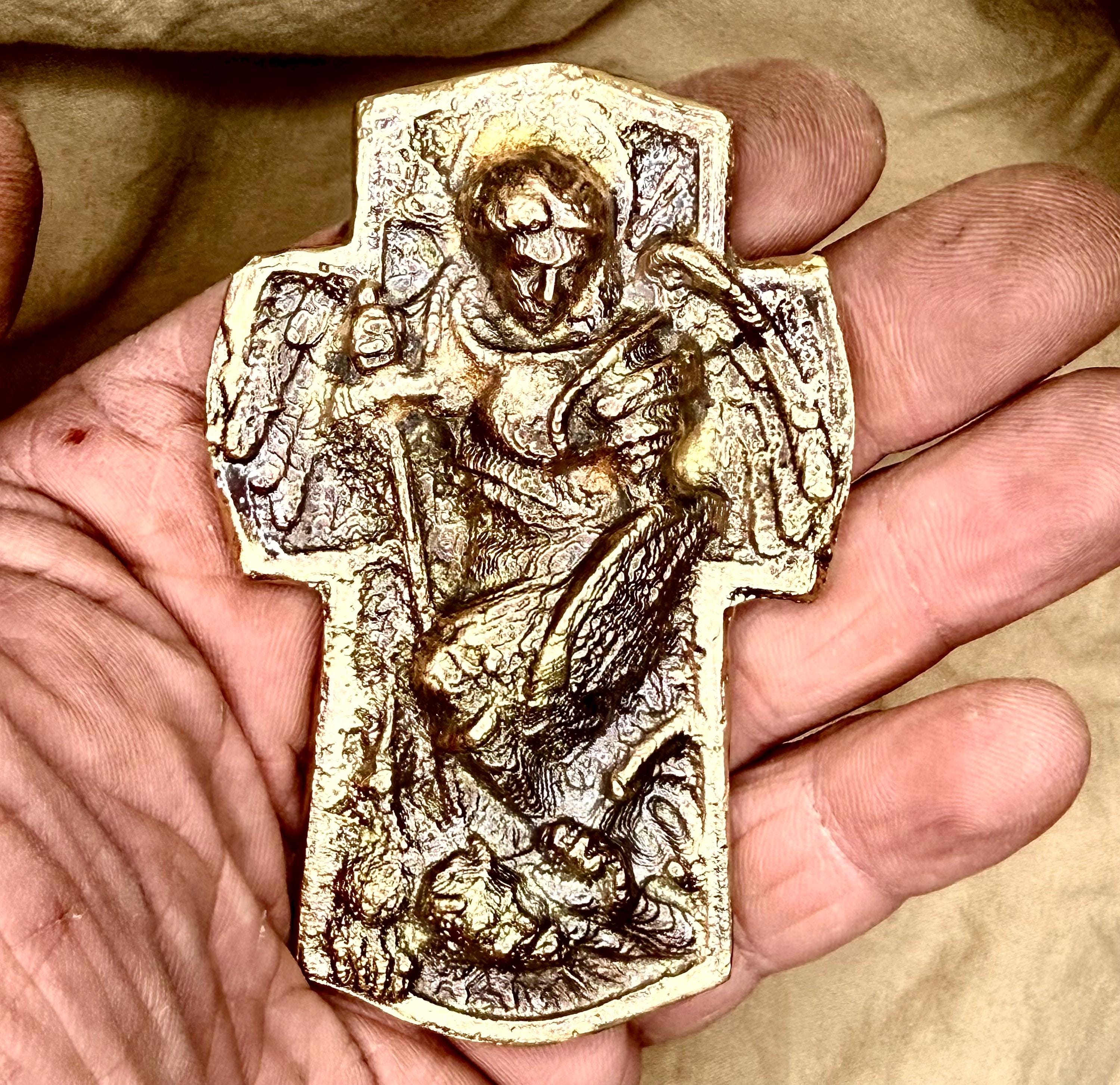 Hand-Cast Solid Brass St. Michael Plaque – Christian Home Altar Icon