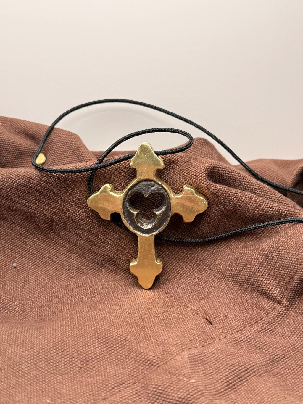 Hand-Cast Brass Cross Necklace | Neo Gothic Christian Pendant