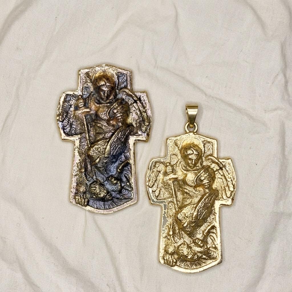 Hand-Cast Solid Brass St. Michael Plaque – Christian Home Altar Icon