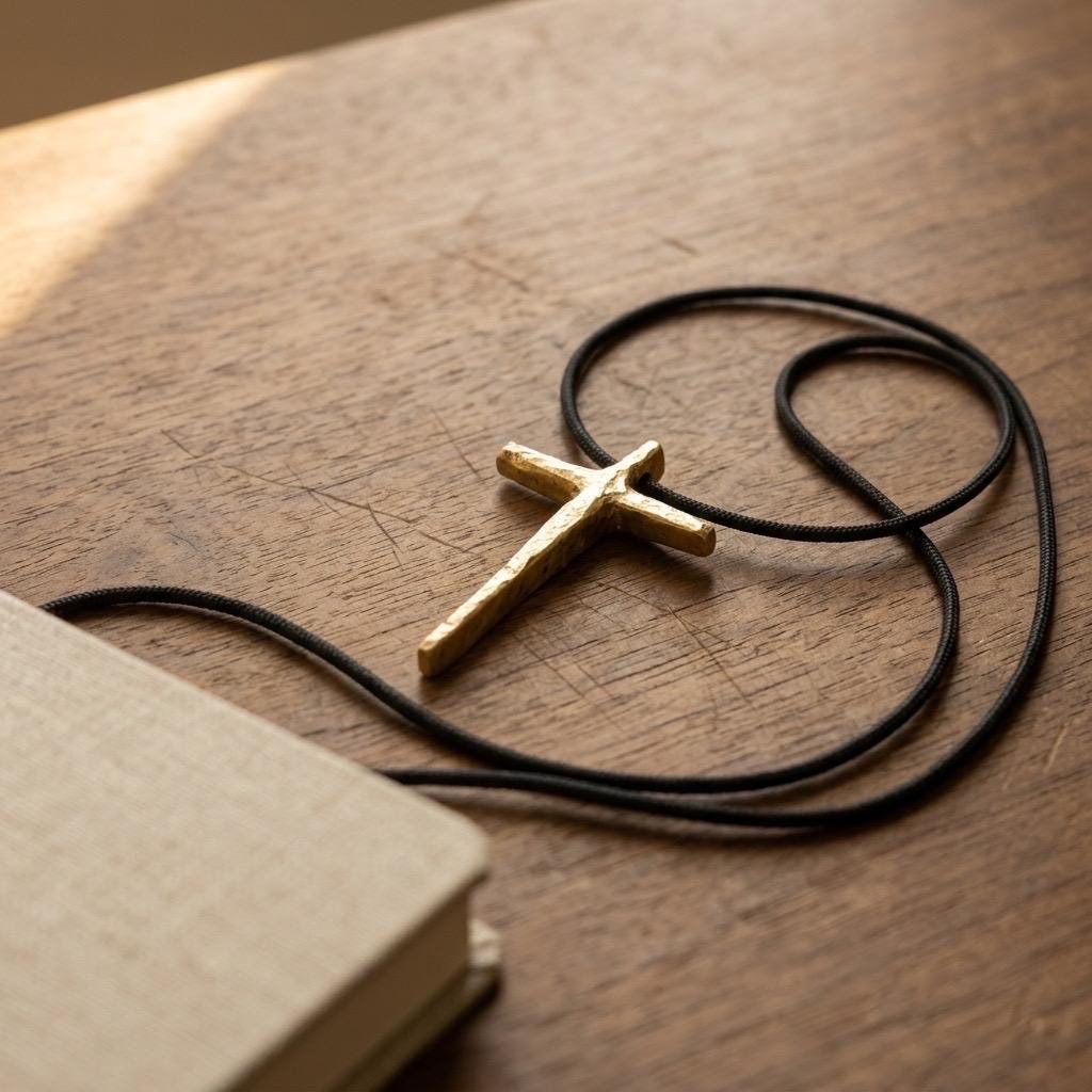 Hand-Forged Brass Cross Necklace | Rustic Christian Pendant