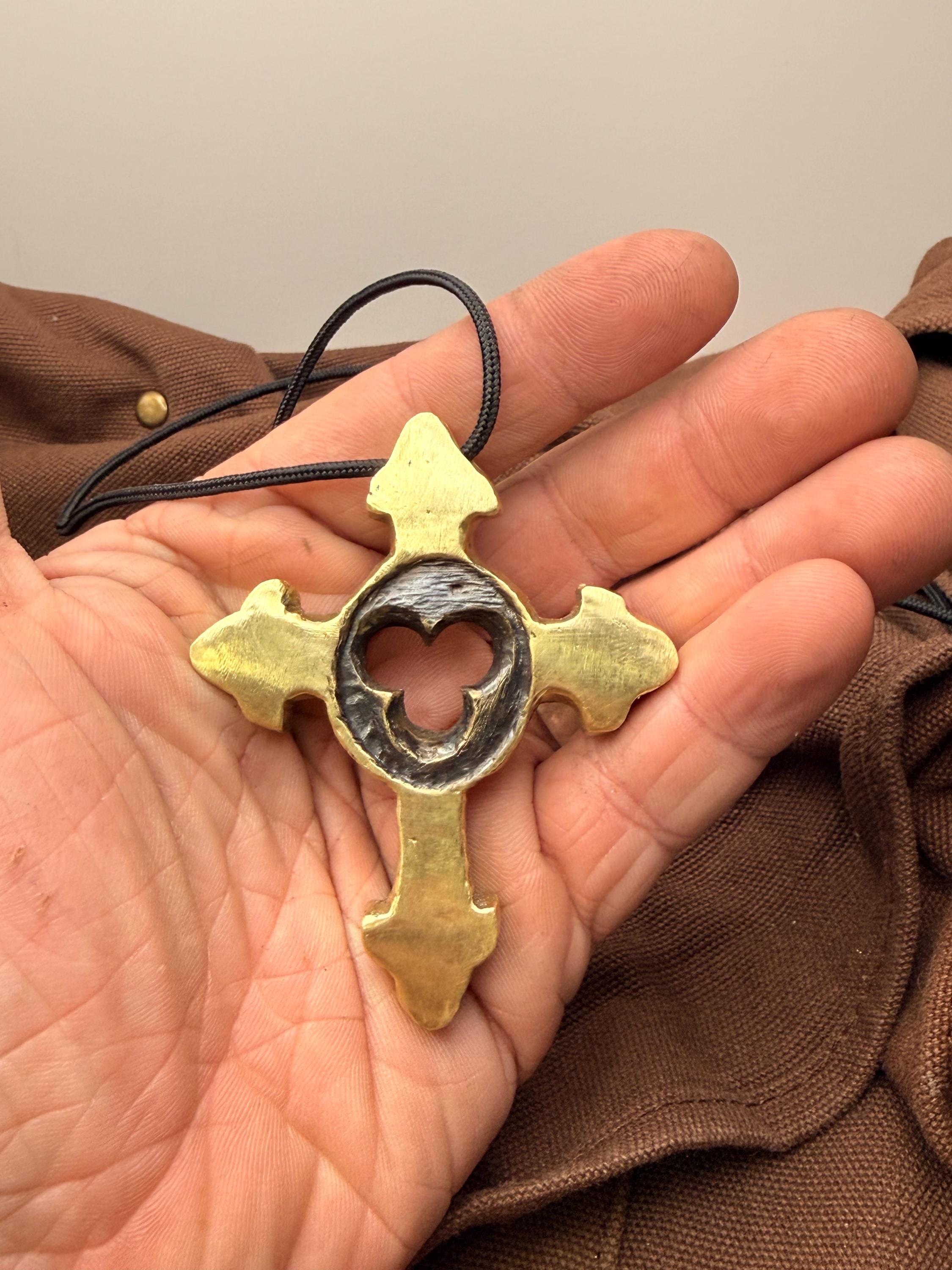 Hand-Cast Brass Cross Necklace | Neo Gothic Christian Pendant