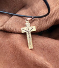 Hand-Engraved Brass Crucifix | Minimalistic Christian Pendant