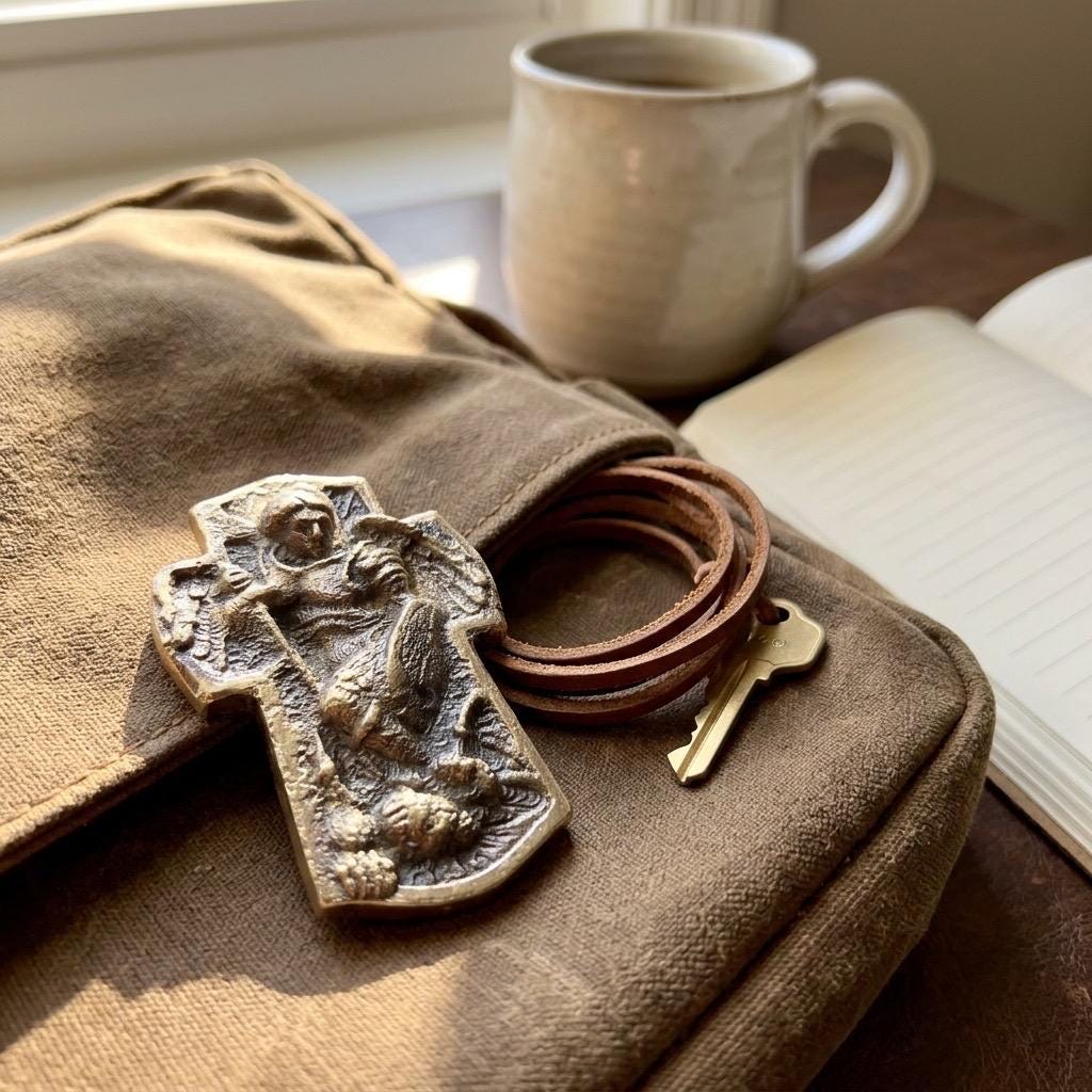 Hand-Cast Solid Brass St. Michael Plaque – Christian Home Altar Icon