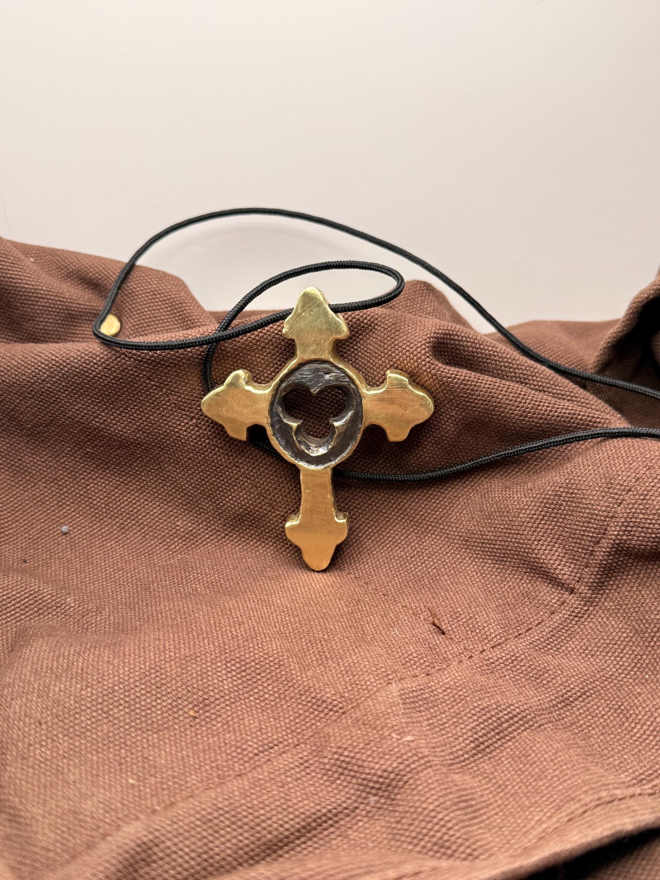Hand-Cast Brass Cross Necklace | Neo Gothic Christian Pendant