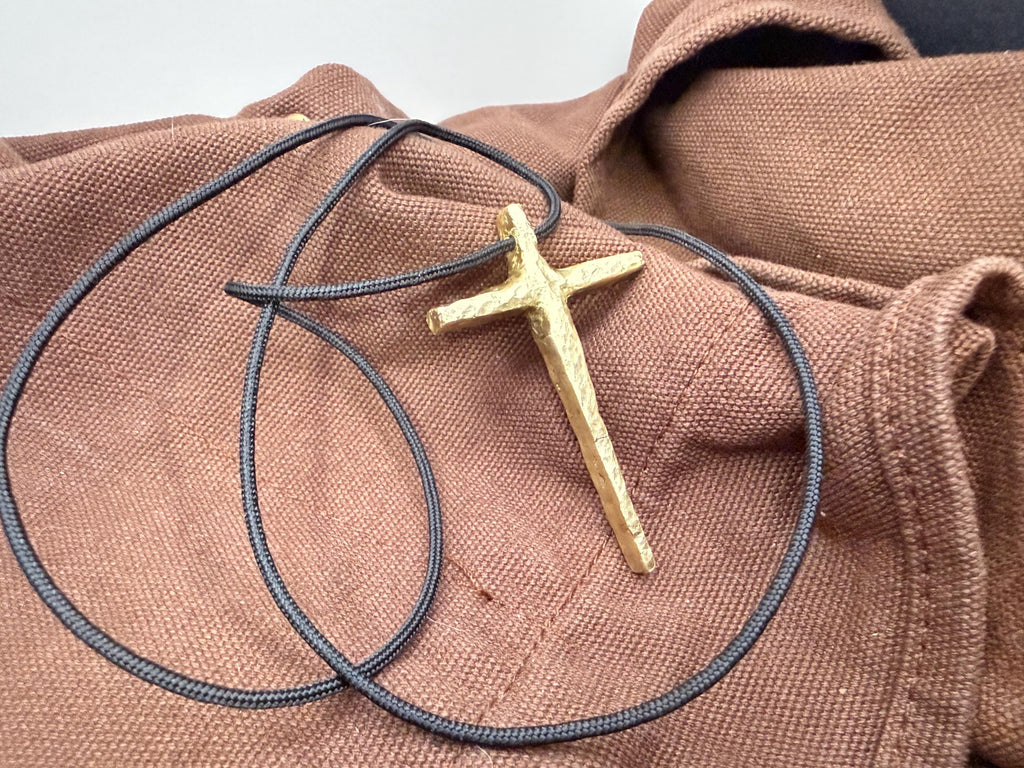 Hand-Forged Brass Cross Necklace | Rustic Christian Pendant