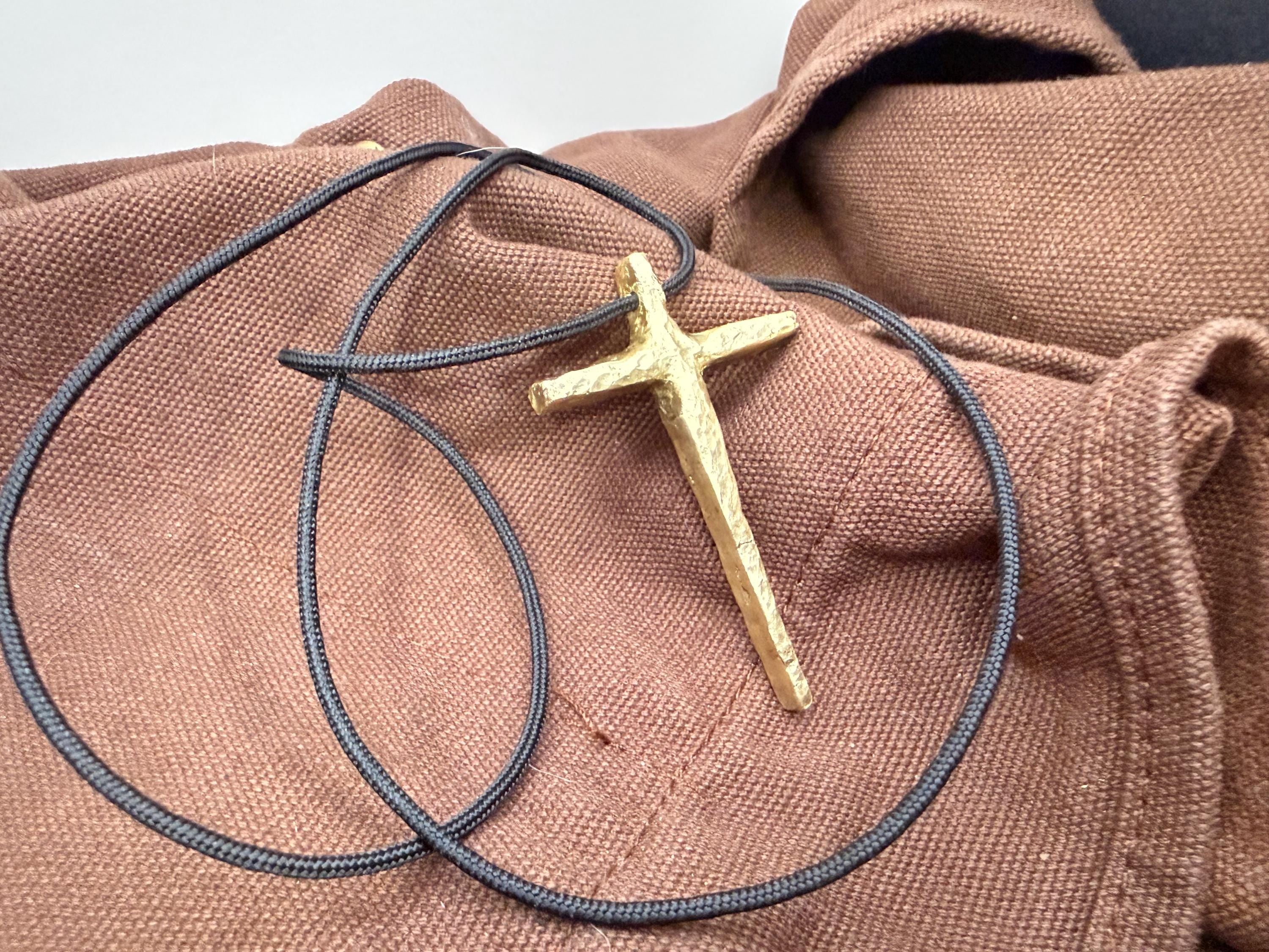 Hand-Forged Brass Cross Necklace | Rustic Christian Pendant