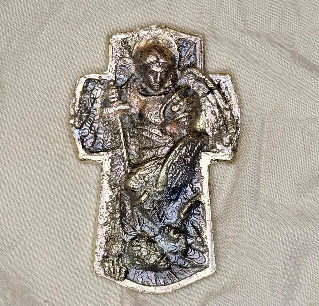 Hand-Cast Solid Brass St. Michael Plaque – Christian Home Altar Icon