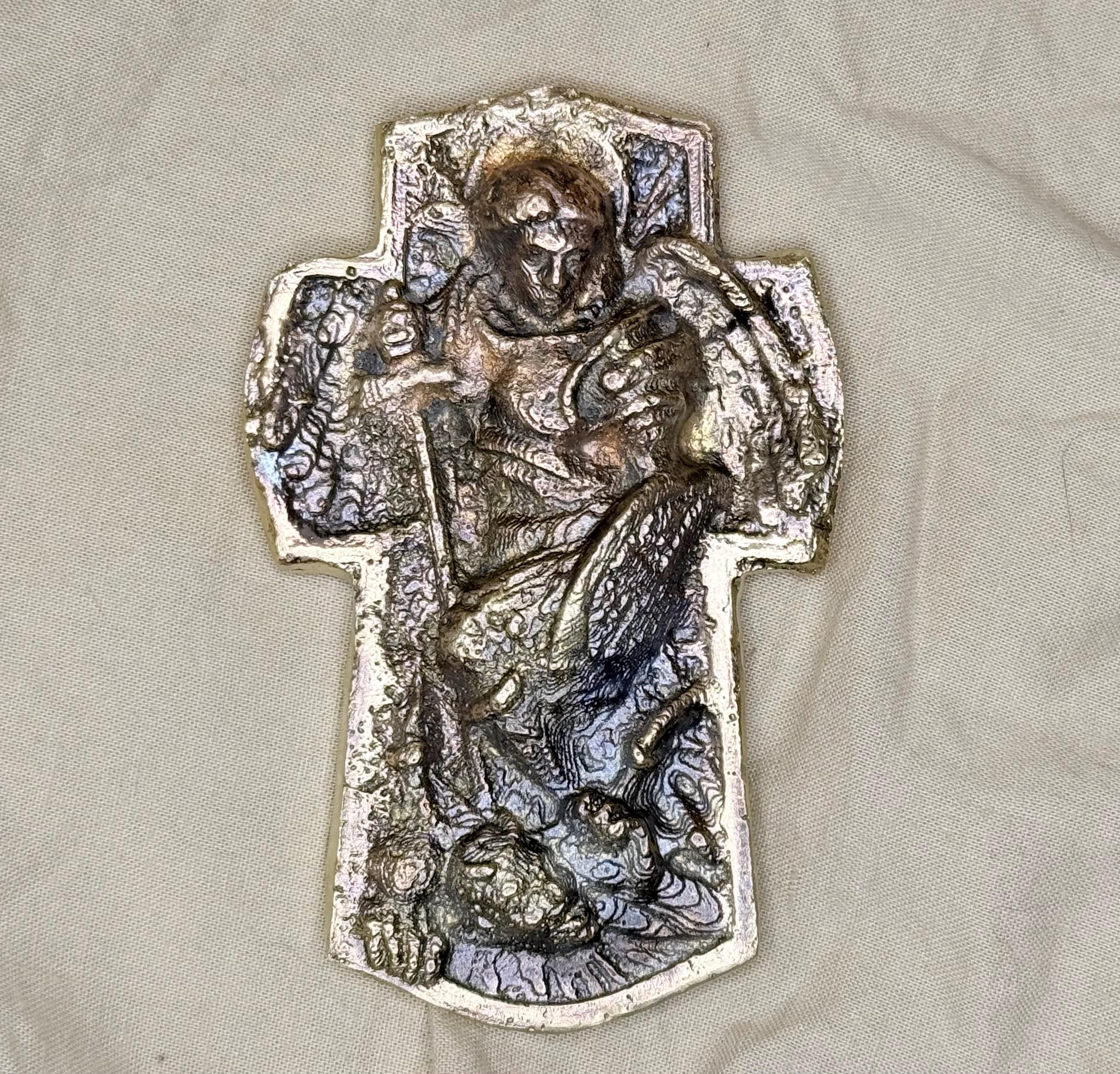 Hand-Cast Solid Brass St. Michael Plaque – Christian Home Altar Icon