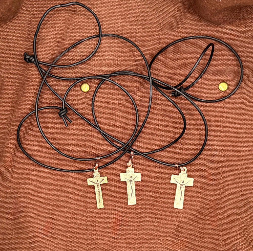 Hand-Engraved Brass Crucifix | Minimalistic Christian Pendant
