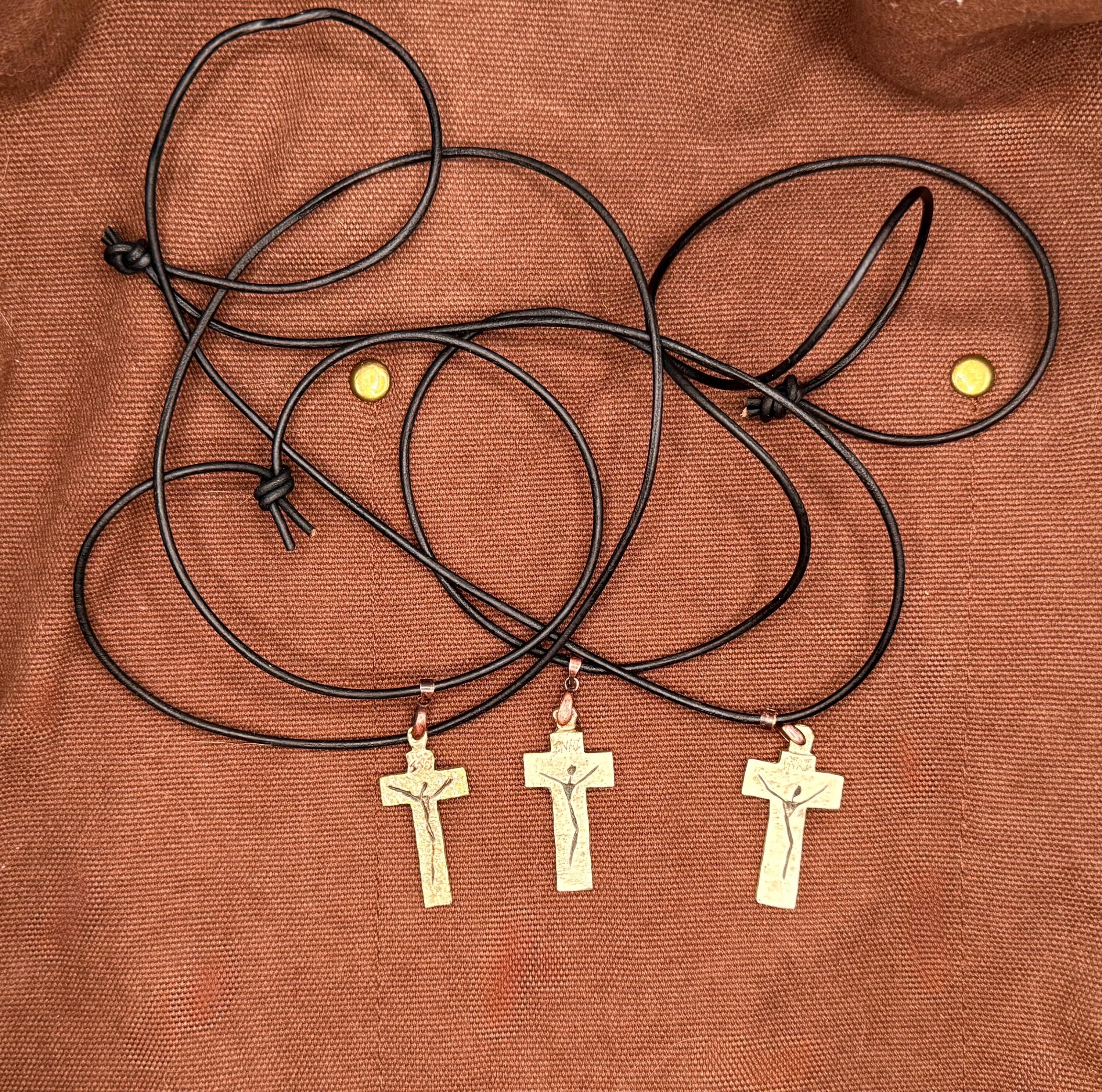 Hand-Engraved Brass Crucifix | Minimalistic Christian Pendant