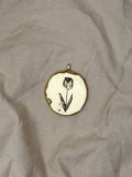 Hand Engraved Brass Flower Pendant Necklace – Personalized Botanical Jewelry