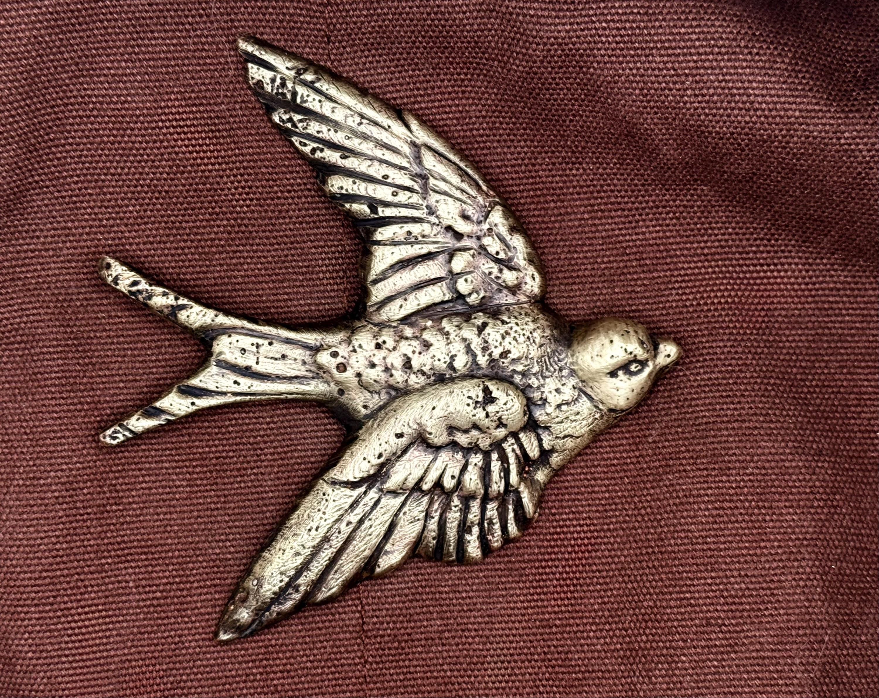 Solid Brass Flying Swallow Wall Decor | Vintage Style Bird Plaque | Rustic Farmhouse Accent